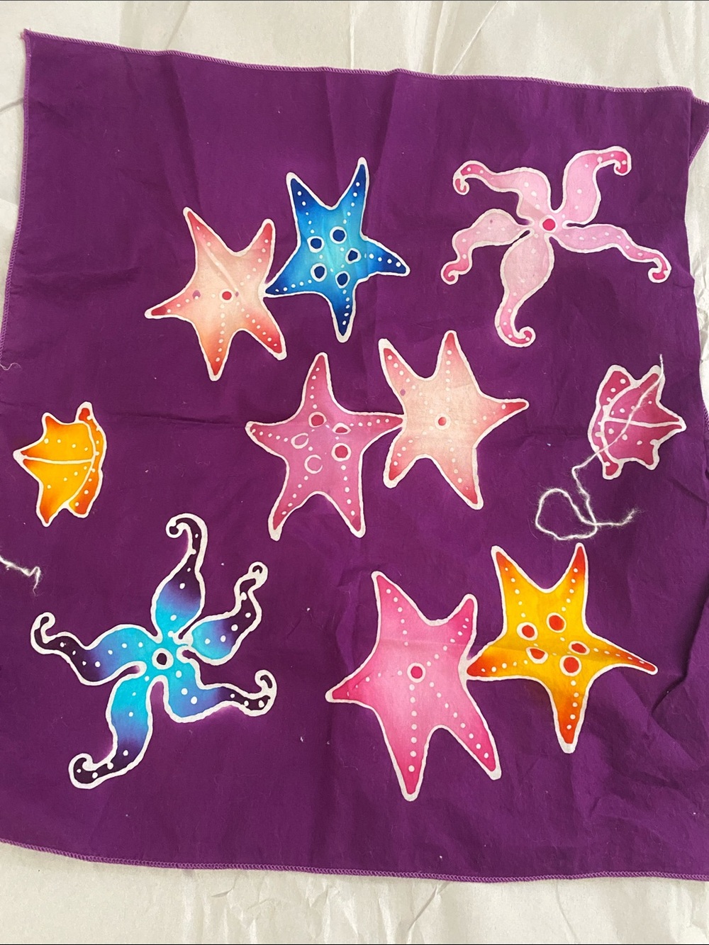 Purple Starfish Print Bandana Scarf - Picture 2 of 3